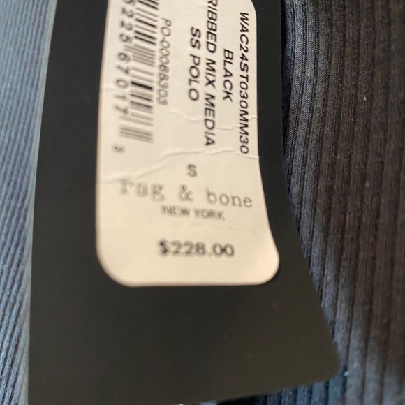 NWT Rag & Bone Black Ribbed Mix Media Polo - Picture 5 of 7